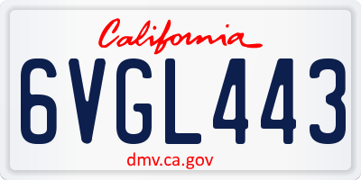 CA license plate 6VGL443