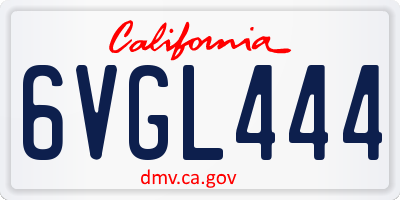 CA license plate 6VGL444