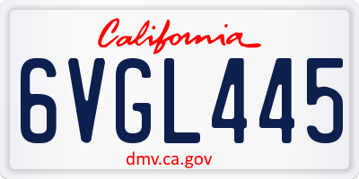 CA license plate 6VGL445