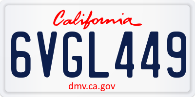 CA license plate 6VGL449