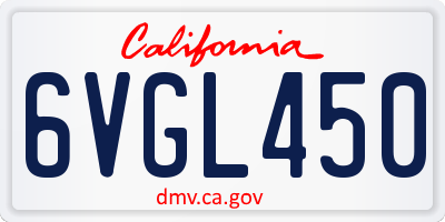 CA license plate 6VGL450