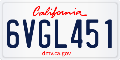 CA license plate 6VGL451
