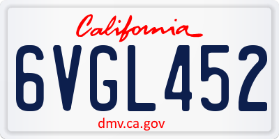 CA license plate 6VGL452
