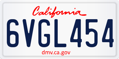 CA license plate 6VGL454