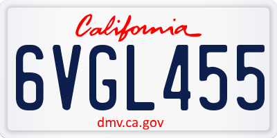 CA license plate 6VGL455