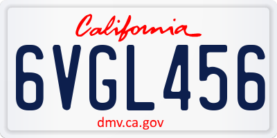 CA license plate 6VGL456