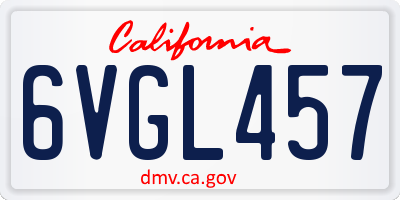 CA license plate 6VGL457