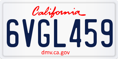 CA license plate 6VGL459