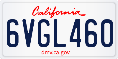 CA license plate 6VGL460