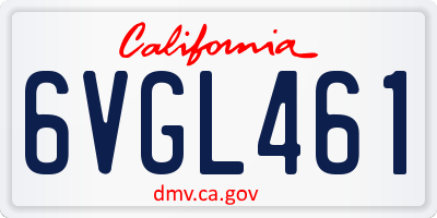 CA license plate 6VGL461