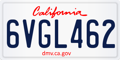 CA license plate 6VGL462