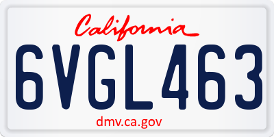 CA license plate 6VGL463