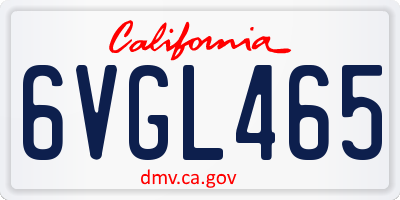 CA license plate 6VGL465