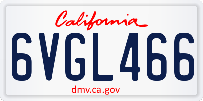 CA license plate 6VGL466