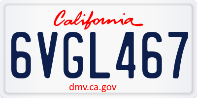 CA license plate 6VGL467