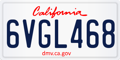 CA license plate 6VGL468