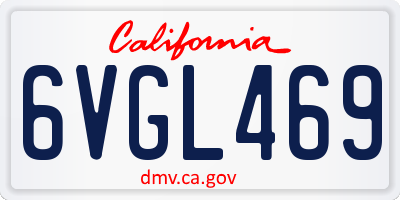 CA license plate 6VGL469