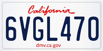 CA license plate 6VGL470