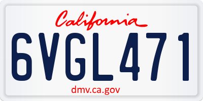 CA license plate 6VGL471