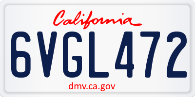 CA license plate 6VGL472