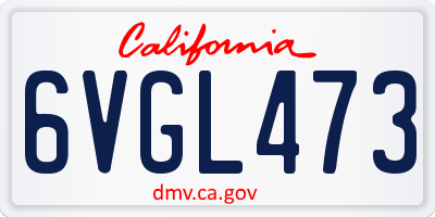 CA license plate 6VGL473