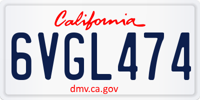 CA license plate 6VGL474
