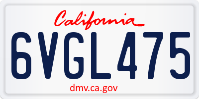CA license plate 6VGL475