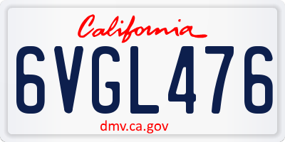 CA license plate 6VGL476