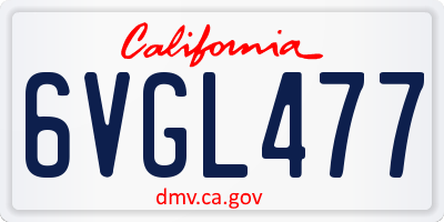 CA license plate 6VGL477