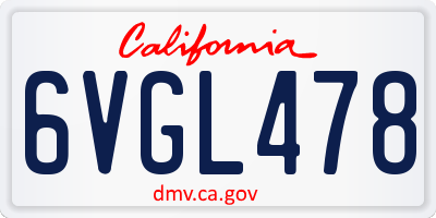 CA license plate 6VGL478