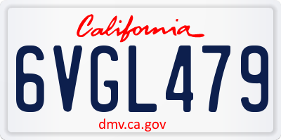 CA license plate 6VGL479