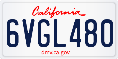 CA license plate 6VGL480