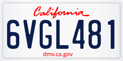CA license plate 6VGL481