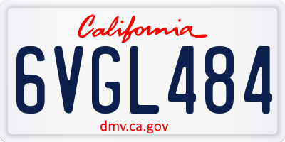 CA license plate 6VGL484