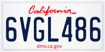CA license plate 6VGL486