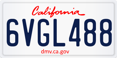 CA license plate 6VGL488