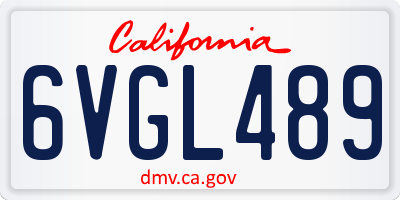 CA license plate 6VGL489
