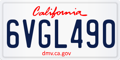 CA license plate 6VGL490