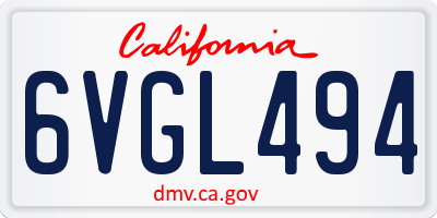 CA license plate 6VGL494