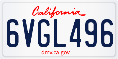 CA license plate 6VGL496