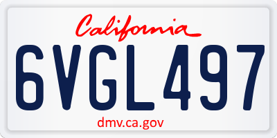 CA license plate 6VGL497
