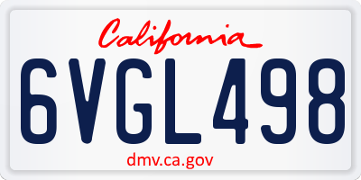 CA license plate 6VGL498