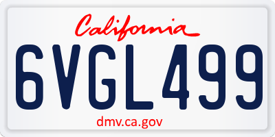 CA license plate 6VGL499