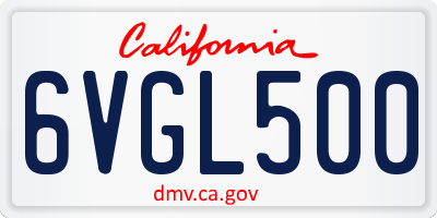 CA license plate 6VGL500