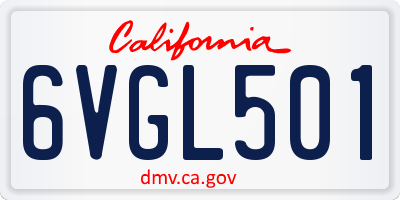 CA license plate 6VGL501