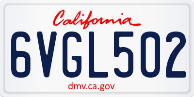 CA license plate 6VGL502