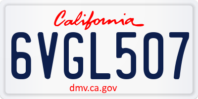 CA license plate 6VGL507