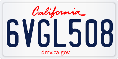 CA license plate 6VGL508