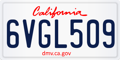 CA license plate 6VGL509