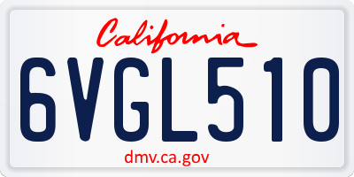 CA license plate 6VGL510